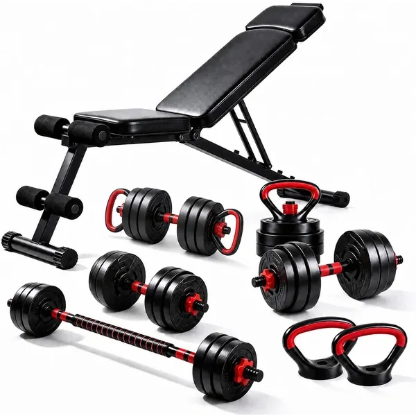HULKFIT Adjustable Dumbbells with Folding Bench
