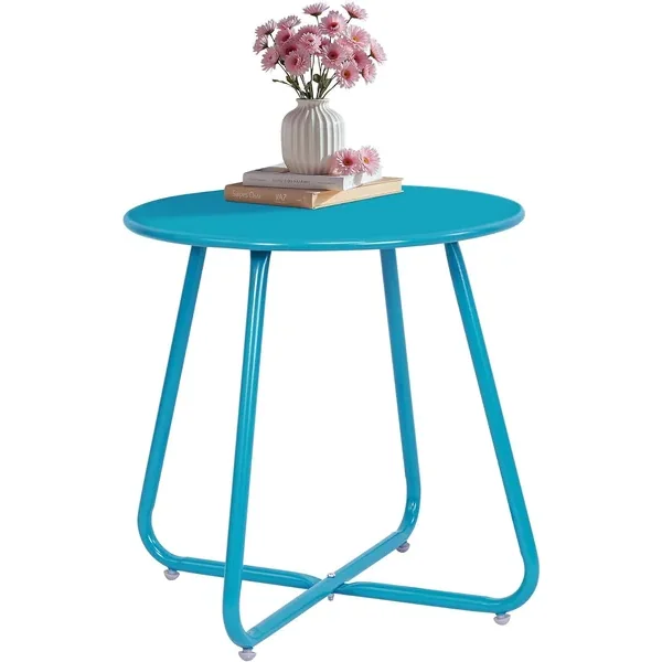 HULKFIT Round Metal Patio Side Table