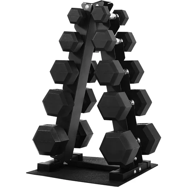 HULKFIT Hex Dumbbell Set with Vertical Rack