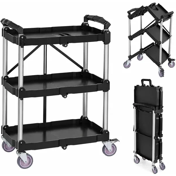 HULKFIT Folding 3-Tier Utility Cart