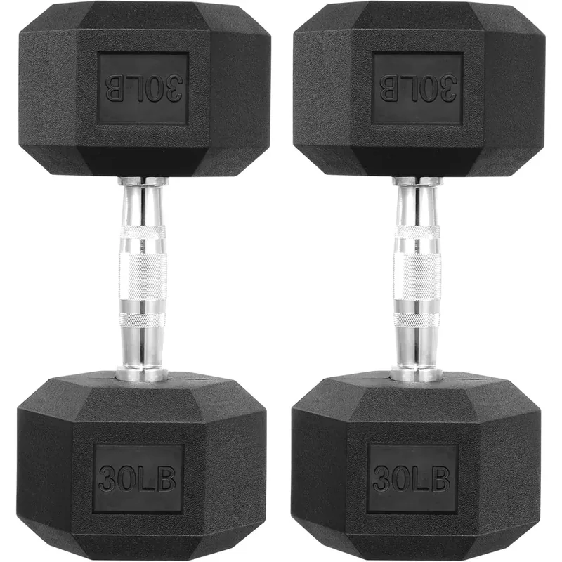 HULKFIT Rubber Hex Dumbbell Pairs