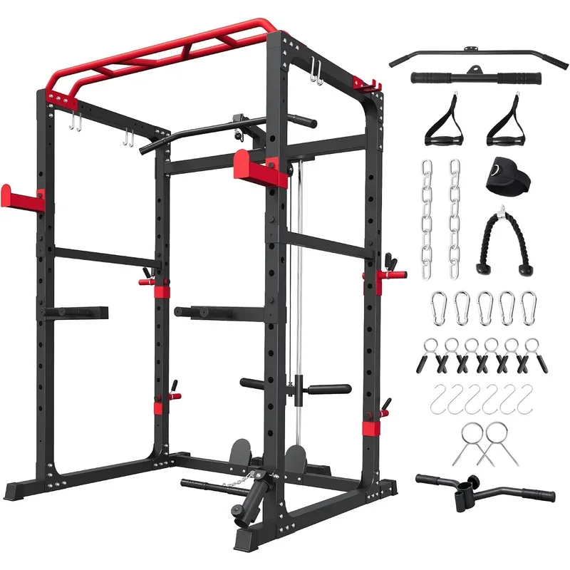 HULKFIT Power Rack with Lat Pulldown, Rack only