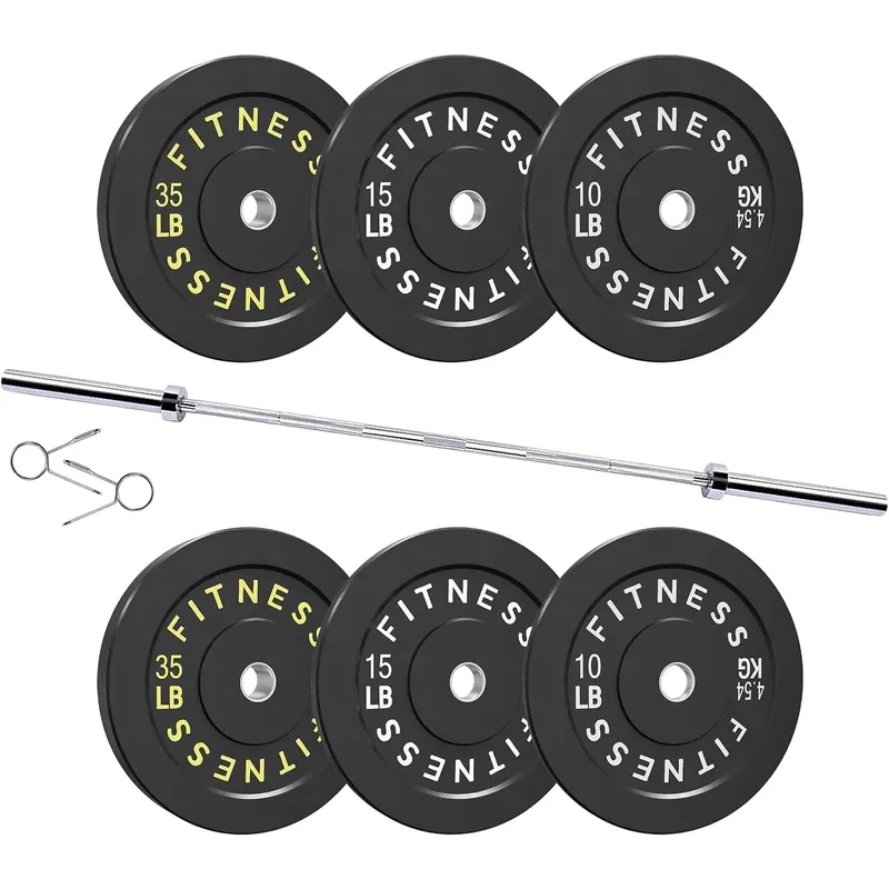HULKFIT Bumper Plate Set with 7 ft Bar, 120 lb · Black