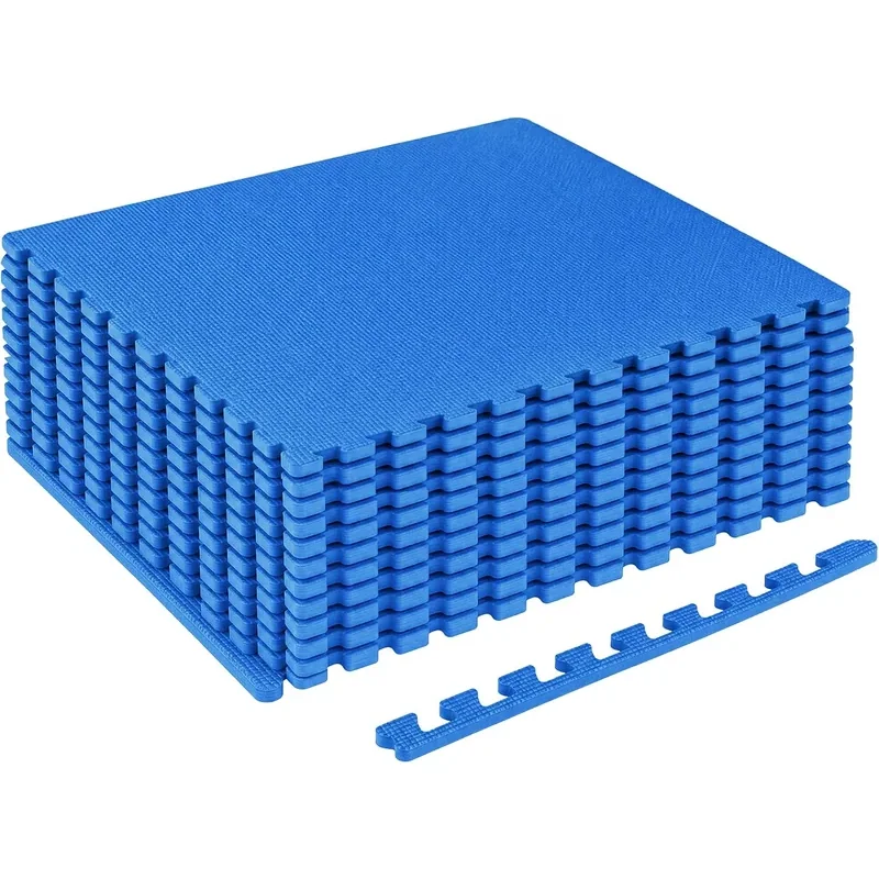HULKFIT Interlocking Foam Tiles, 1/2 Inch, 24"L x 24"W x 0.5"Th · Blue · 12