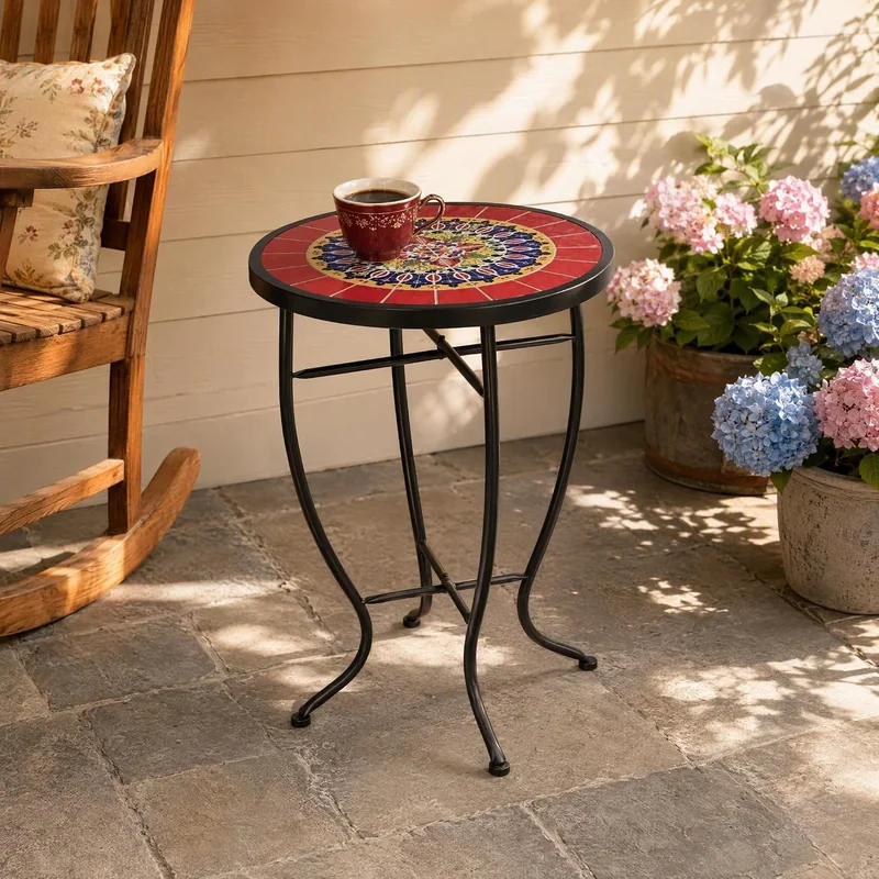 HULKFIT Mosaic Tile Plant Stand, 21" H · Red