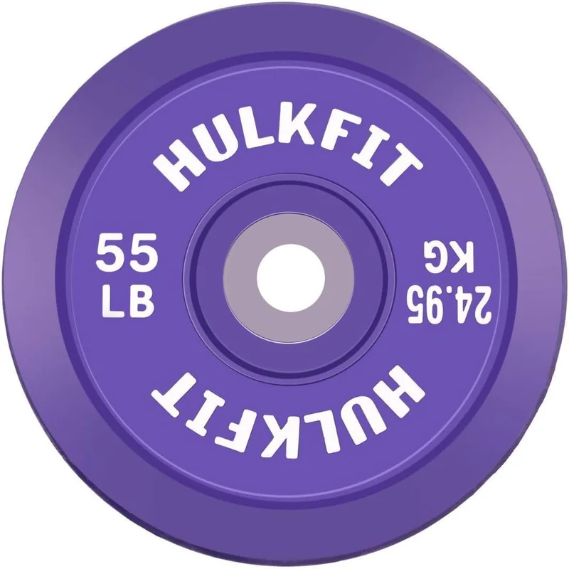 HULKFIT Bumper Plate with Steel Insert, 55 lb · Purple
